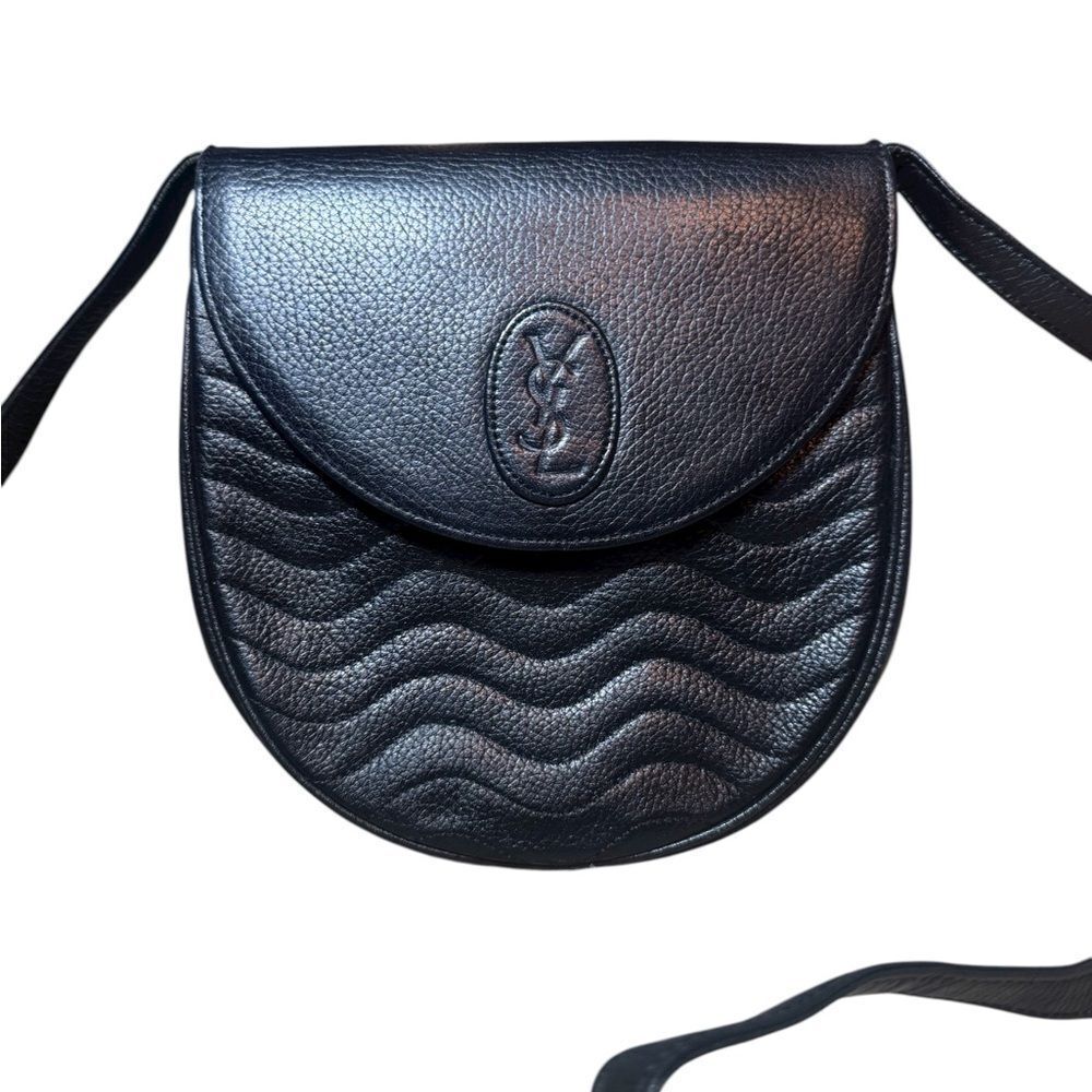 Yves Saint Laurent Black Leather Vintage Cassandra Small Crossbody Bag RARE Auth
